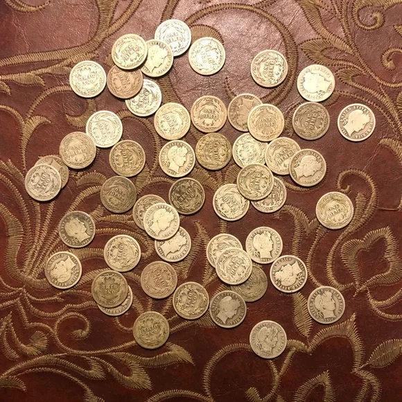 Barber dimes/ tube of 50 coins - Picture 2 of 11